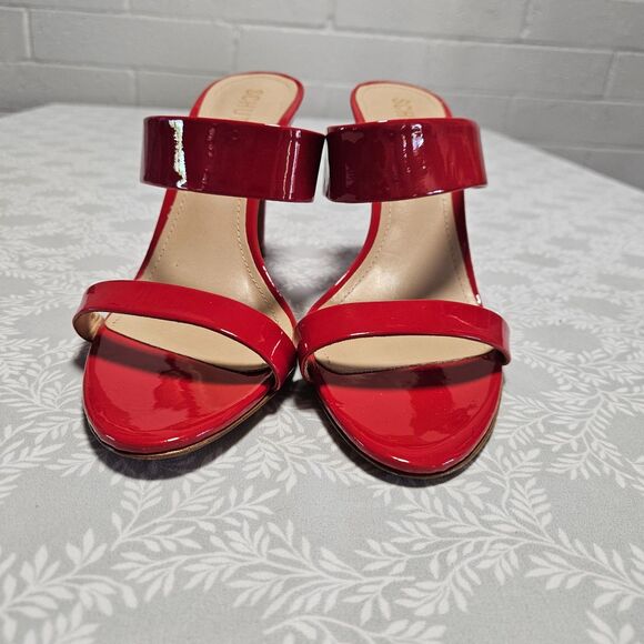 Shutz Sandals Size 9.5 Red 4 Inch Stiletto High Heel - Picture 2 of 8
